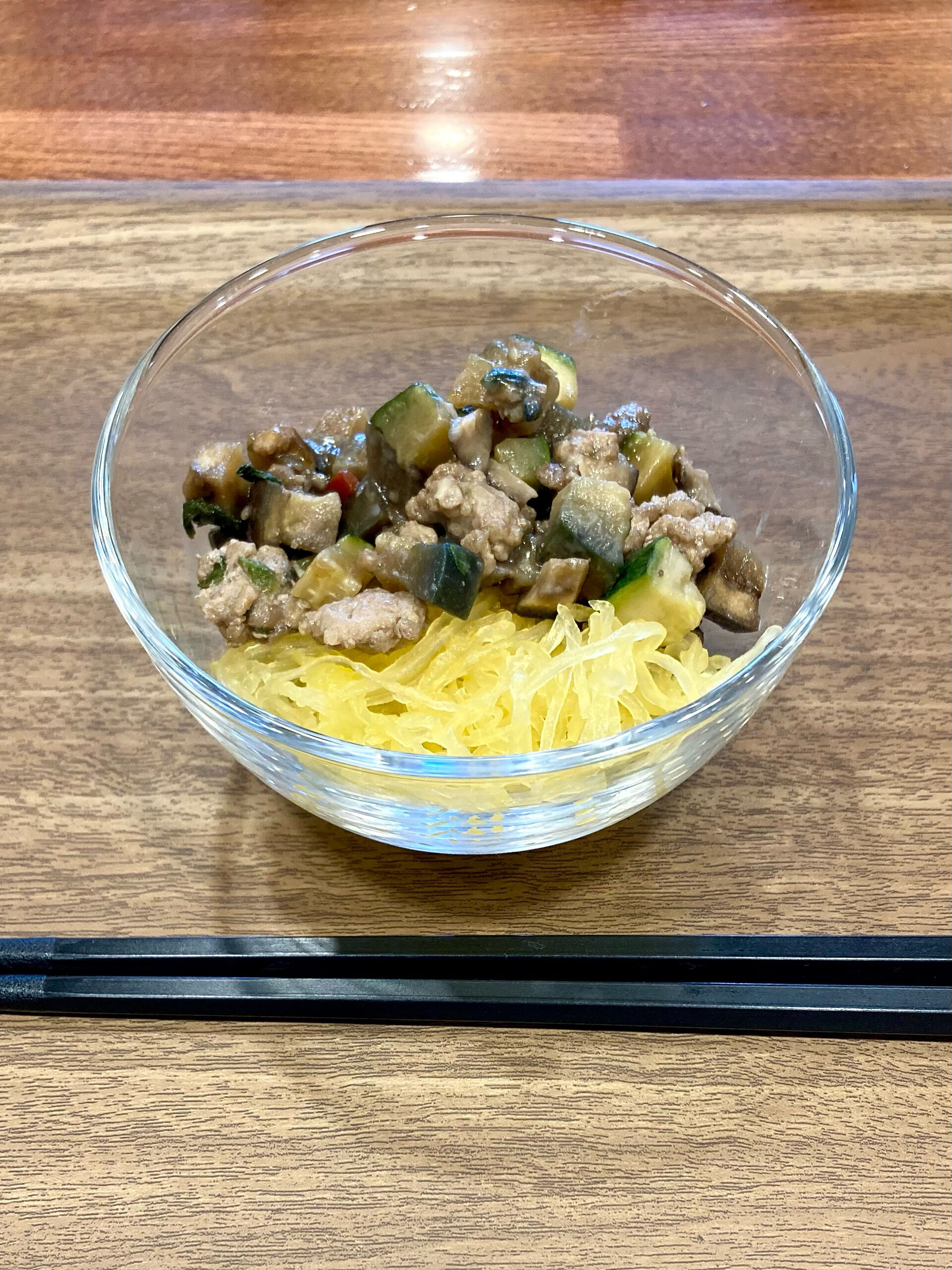 【そうめんかぼちゃのひき肉のせ】
